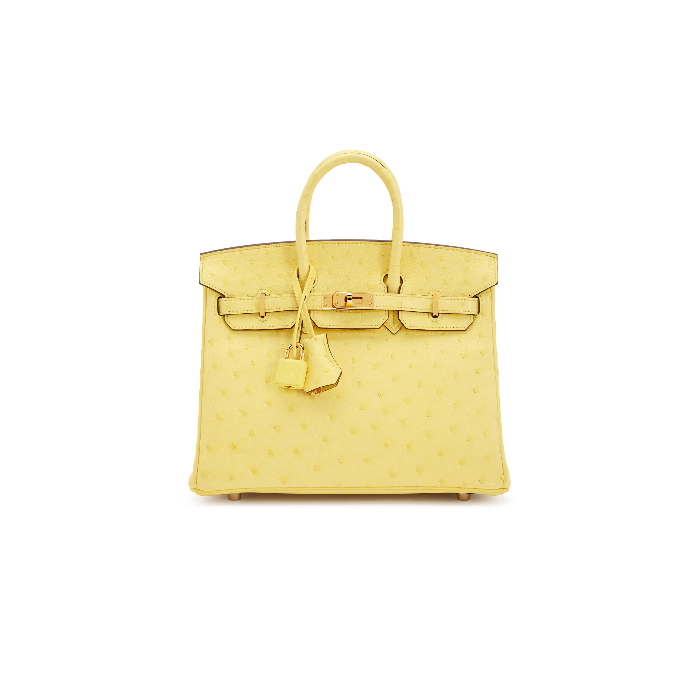 HERMÈS MASTER BIRKIN 25 OSTRICH GOOSE EGG YOLK GOLD BUCKLE H041944CK80 (25*20*13cm)